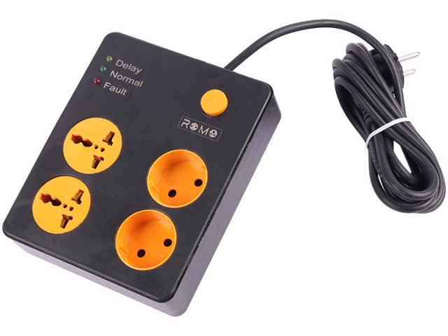 محافظ برق صوتی تصویری 4 خانه رومو با کابل 2.5 متری