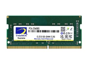 رم لپتاپ توین موس تک کاناله فرکانس 3200مگاهرتز DDR4 تایمینگ CL22 حافظه 8 گیگا بایت TWIN MOS 8GB DDR4 کارکرده