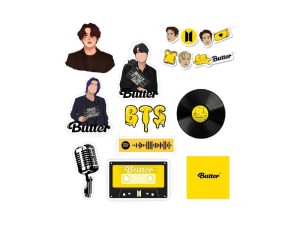 استیکر لپ تاپ طرح بی تی اس butter زرد