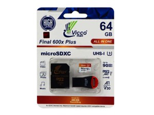 مموری میکرو 64GB ویکو Vicco مدل A1-V30 All in one کلاس 10 استاندارد UHS-I U3 به همراه رم ریدر و آداپتور