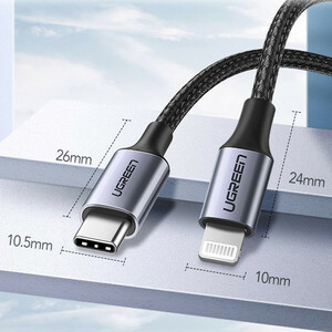 کابل تبدیل usb-c به لایتنینگ یوگرین مدل US304 طول 1 متر