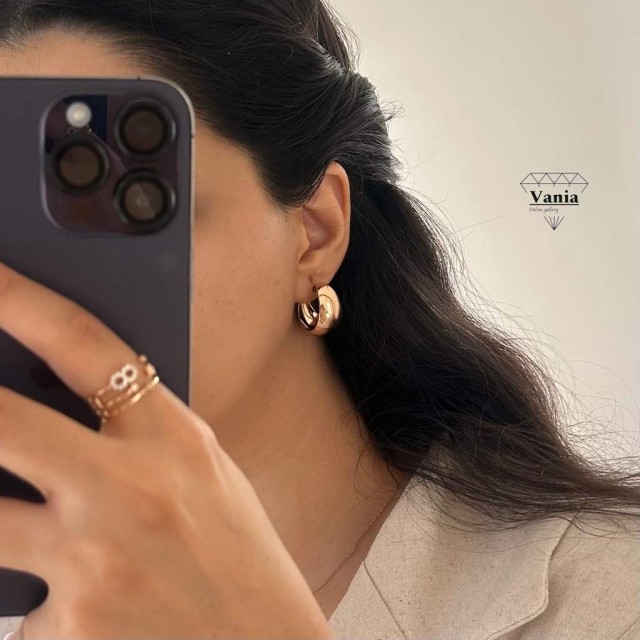 گوشواره حلقه ای صدفی ژوپینگ کدAs1064