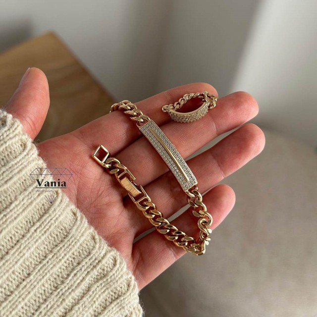 ست دستبند و انگشتر کارتیر نگینی کد As1068