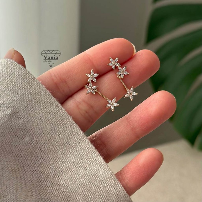 گوشواره میخی آویز آنمون ژوپینگ کد As1178