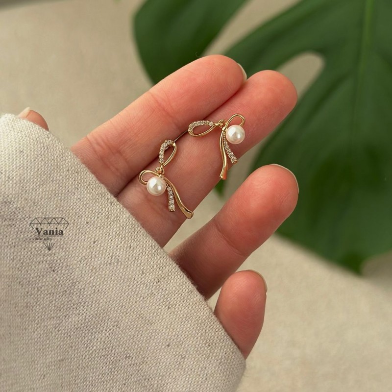 گوشواره پاپیون مرواریدی کدAs1249