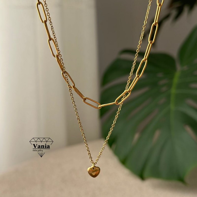 گردنبند استیل قلب دو لاین کد As1271