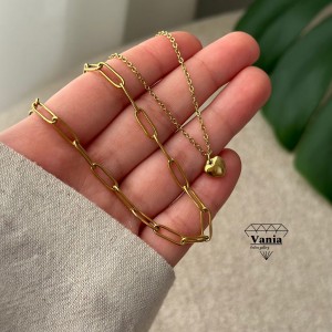 خرید گردنبند دو لاین رنگ ثابت