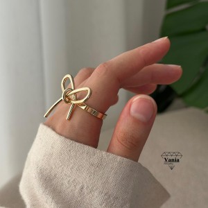 انگشتر پاپیون ابکاری نقره