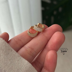 گوشواره حلقه ای ژوپینگ فول نگین