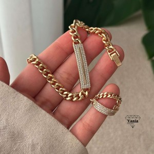 ست دستبند و انگشتر کارتیر نگینی کد As1068