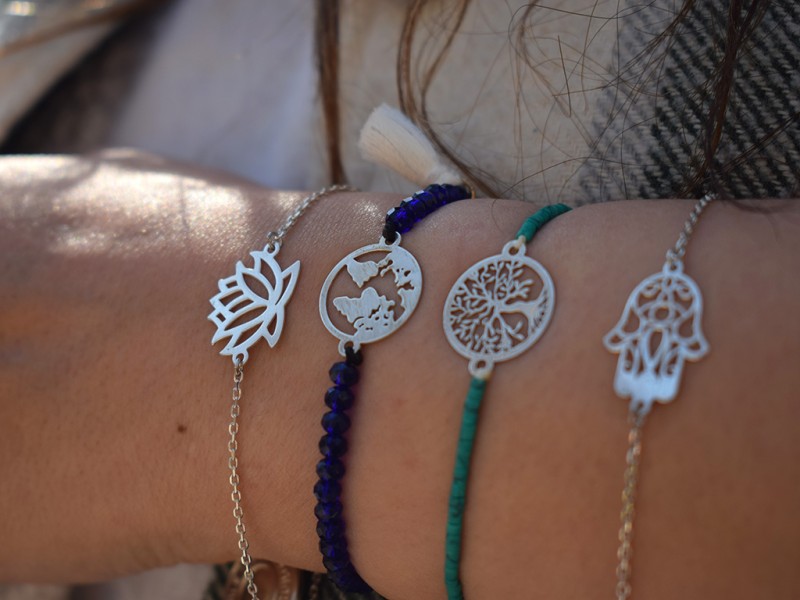 دستبند نقره طرح لوتوس