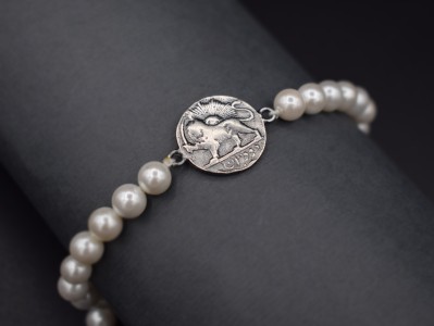 دستبند نقره سکه شیر و خورشید - دو قرانی