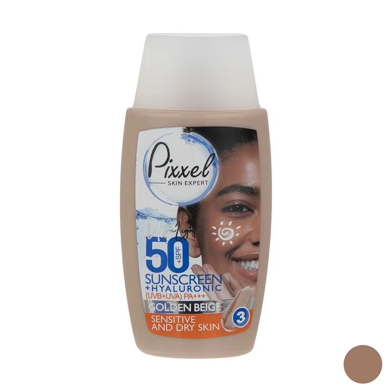 کرم ضد آفتاب رنگی پیکسل، 50 SPF، مدل GOLDEN BEIGE، مناسب پوست نرمال