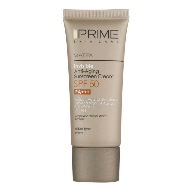 کرم ضد آفتاب و ضد چروک بی رنگ پرایم مدل Matex Colorless SPF50 مناسب انواع پوست حجم 40 میلی لیتر