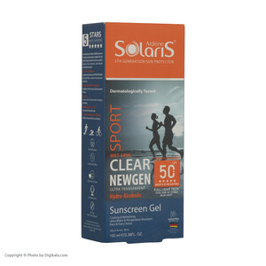 ژل ضدآفتاب بی‌رنگ آردن سولاریس SPF50 مدل Clear Newgen، مناسب پوست‌های چرب، حجم 100 میلی‌لیتر
