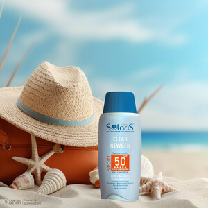 ژل ضدآفتاب بی‌رنگ آردن سولاریس SPF50 مدل Clear Newgen، مناسب پوست‌های چرب، حجم 100 میلی‌لیتر