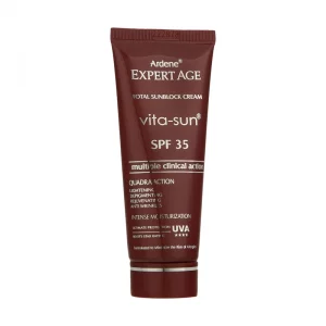کرم ضد آفتاب بدون رنگ آردن اکسپرت ایج SPF35 مدل Vita-Sun محافظ UVA ،UVB، ضد چروک، روشنکننده، ضد لک، مناسب پوست معمولی حجم 45 میلیلیتر