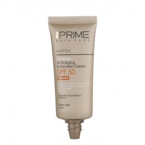 کرم ضد آفتاب بدون رنگ پرایم SPF50 مدل Matex Colorless محافظ UVA ،UVB و +++PA ضد چروک، ضد پیری، مناسب انواع پوست حجم 40 میلی‌لیتر