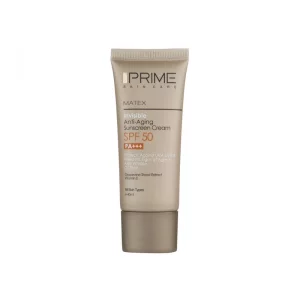 کرم ضد آفتاب بدون رنگ پرایم SPF50 مدل Matex Colorless محافظ UVA ،UVB و +++PA ضد چروک، ضد پیری، مناسب انواع پوست حجم 40 میلیلیتر