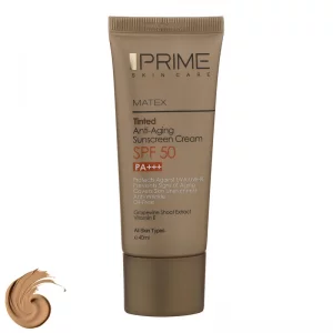 کرم ضد آفتاب رنگی پرایم SPF50 مدل Matex Tinted anti-aging محافظ UVA ،UVB، ضد چروک و ضد پیری، مناسب انواع پوست حجم 40 میلیلیتر