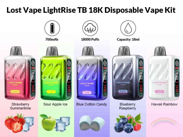دستگاه یک بار مصرف ۱۸۰۰۰ پاف لایت رایز لاست‌ویپ  | LOST VAPE LIGHT RISE 18K
