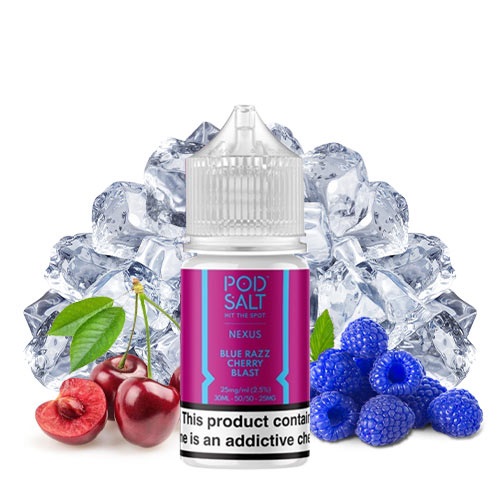 پاد سالت بلو رزبری و گیلاس نسخه یخی Pod Salt Blue Razz Cherry Blast ice edition