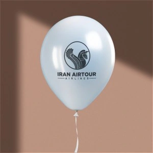 بادکنک تبلیغاتی با چاپ لوگوی شرکت ایران ایرتور، مناسب برای کمپین‌های تبلیغاتی فرودگاهی و نمایشگاه‌ها