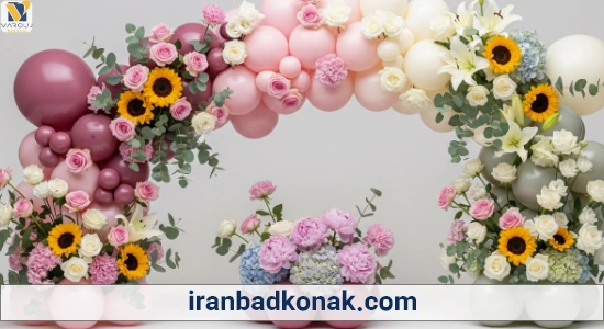 بادکنک ارایی تولد با گل