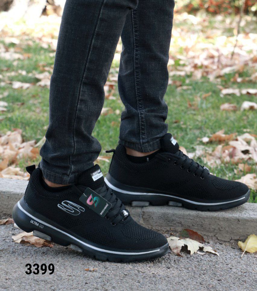 کفش کتونی اسپرت مدل اسکیچرز  زیره تزریق با کیفیت  عااالی مردانه پسرانه به رنگ مشکی با ارسال رایگان کد 3399