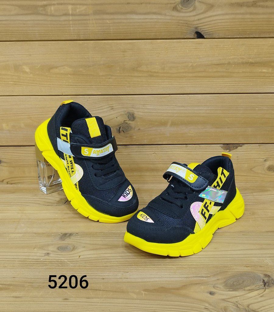 حراج کفش اسپرت بچگانه مدل فشیون  رنگ مشکی زرد خوش رنگ با ارسال رایگان کد 5206