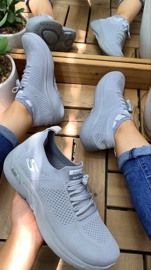 فروش فوق العاده این هفته کفش اسپرت و پیاده روی  زنانه دخترانه مدل اسکیچرز طوسی تمام  کد4189 با ارسال رایگان