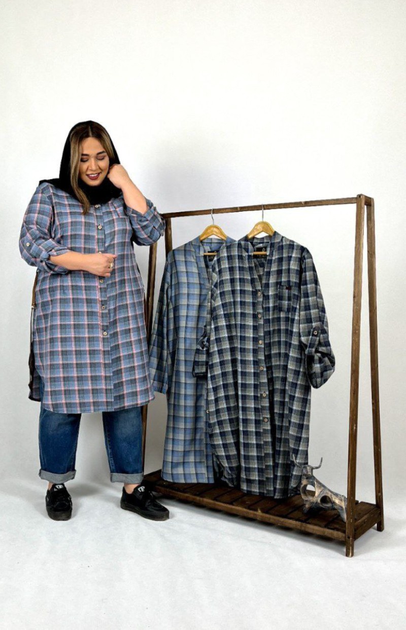 مانتو اسپرت چهارخونه سایز بزرگ زنانه کد 006