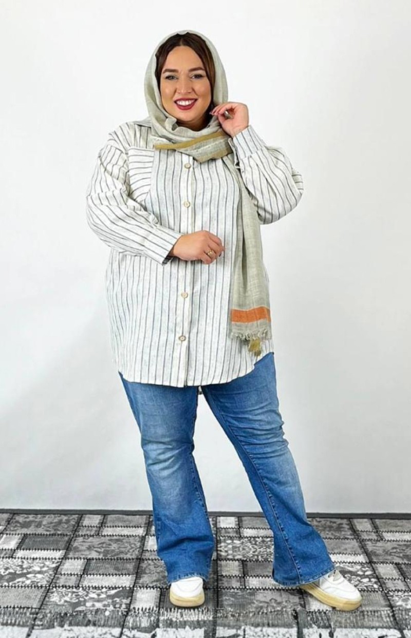 شومیز کنفی راه راه زنانه کد 017