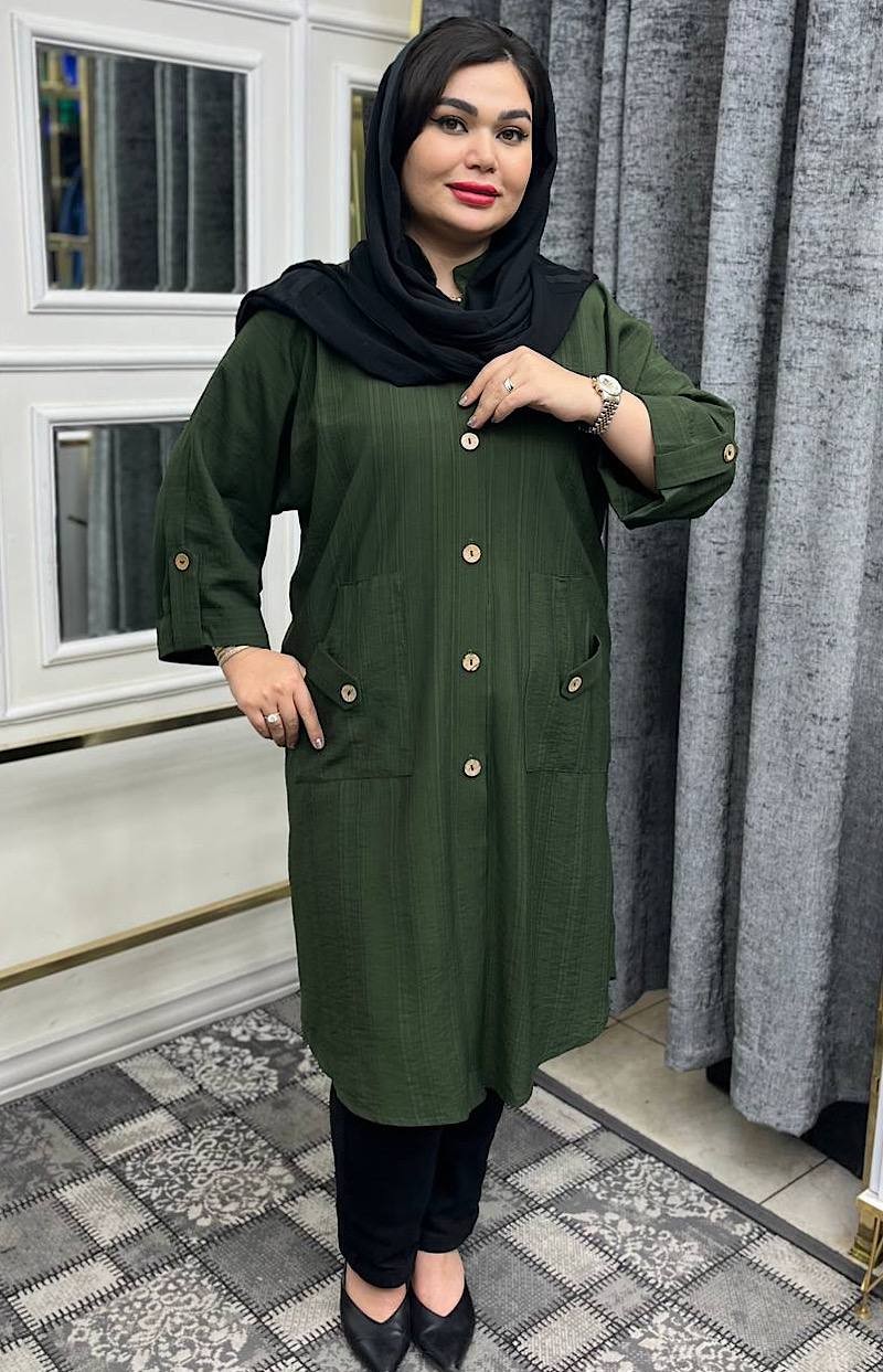 مانتو بابوس جیب پاگن دار زنانه کد 046