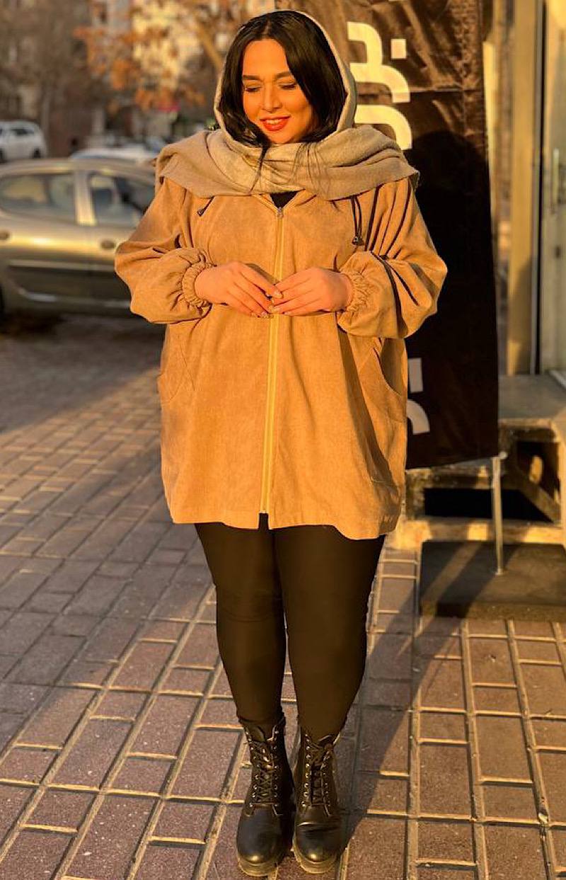 سوییشرت سایز بزرگ مخمل کبریتی زنانه کد 076