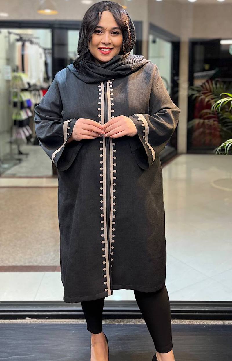 مانتو سایز بزرگ شانتون نوار دوزی کد 161