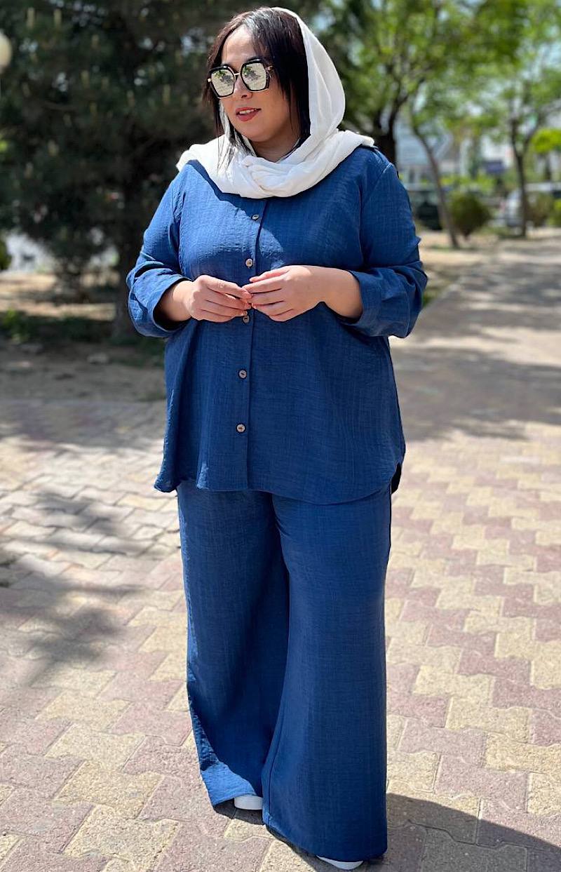 ست شومیز وشلوار سایزبزرگ لینن ژاکارد کد 179