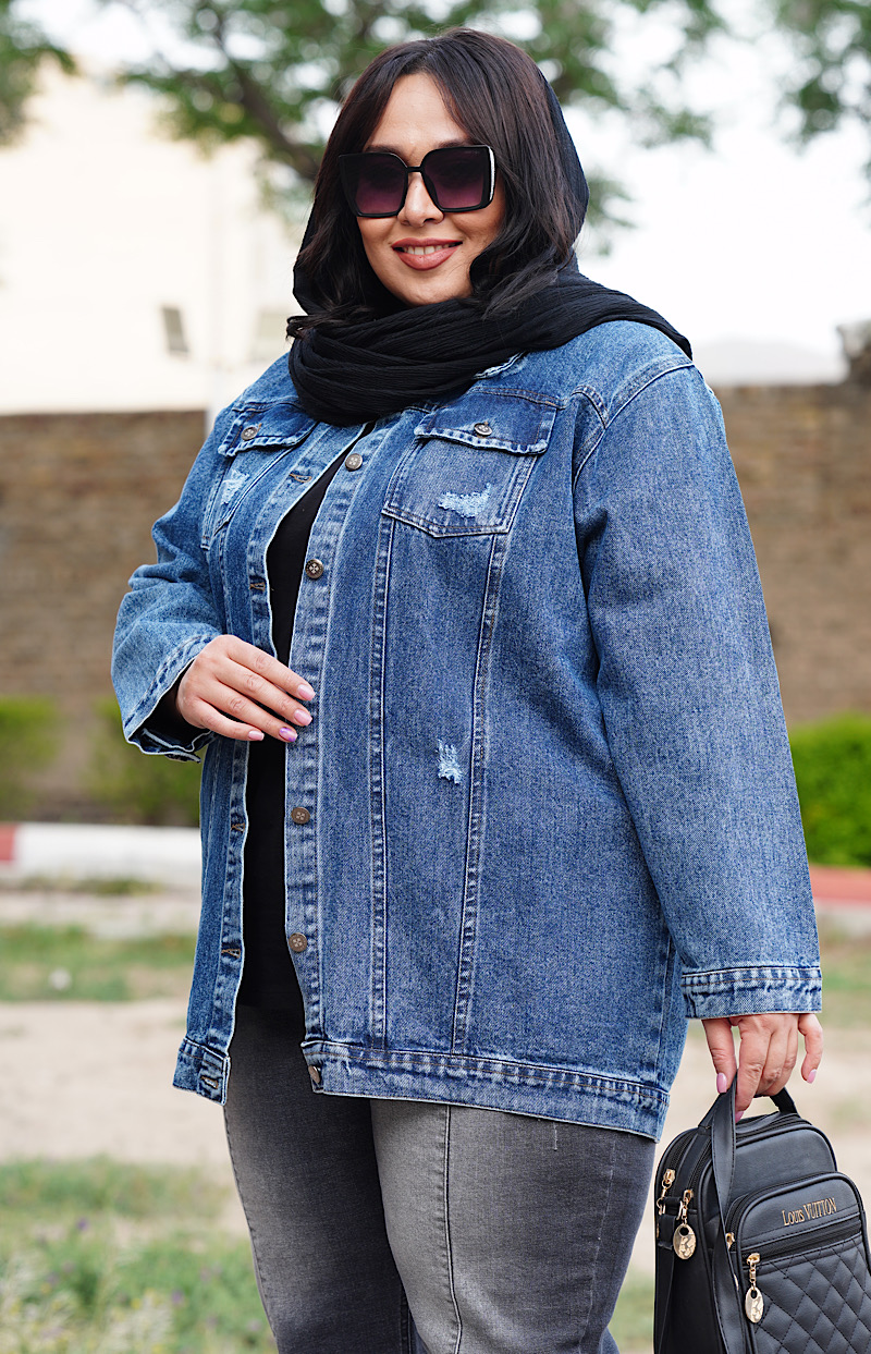 کت جین سایز بزرگ گلدوزی کد 188