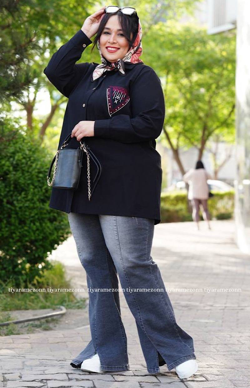 شومیز سایزبزرگ گلدوزی مثلث کد 201