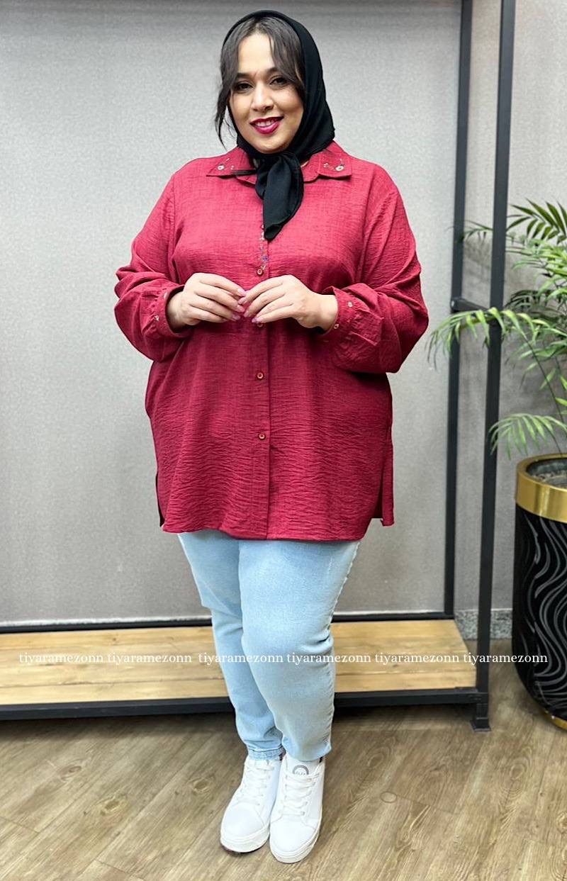 شومیز سایزبزرگ گلدوزی زنبق کد 207