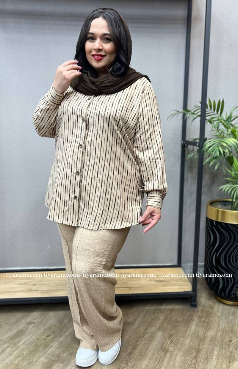 ست شومیز و شلوار سایزبزرگ زیگزاگ کد 204