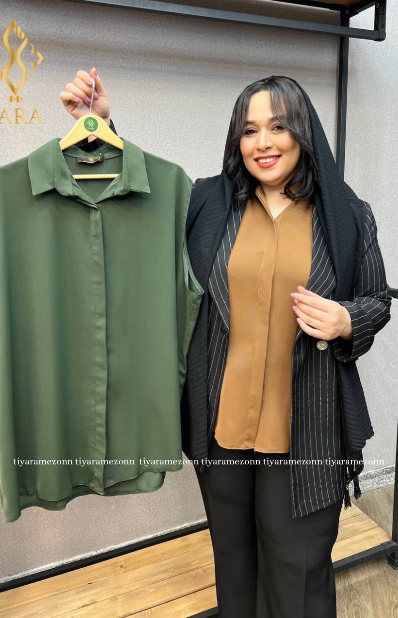 شومیز استین حلقه ای یقه مردانه کد 195