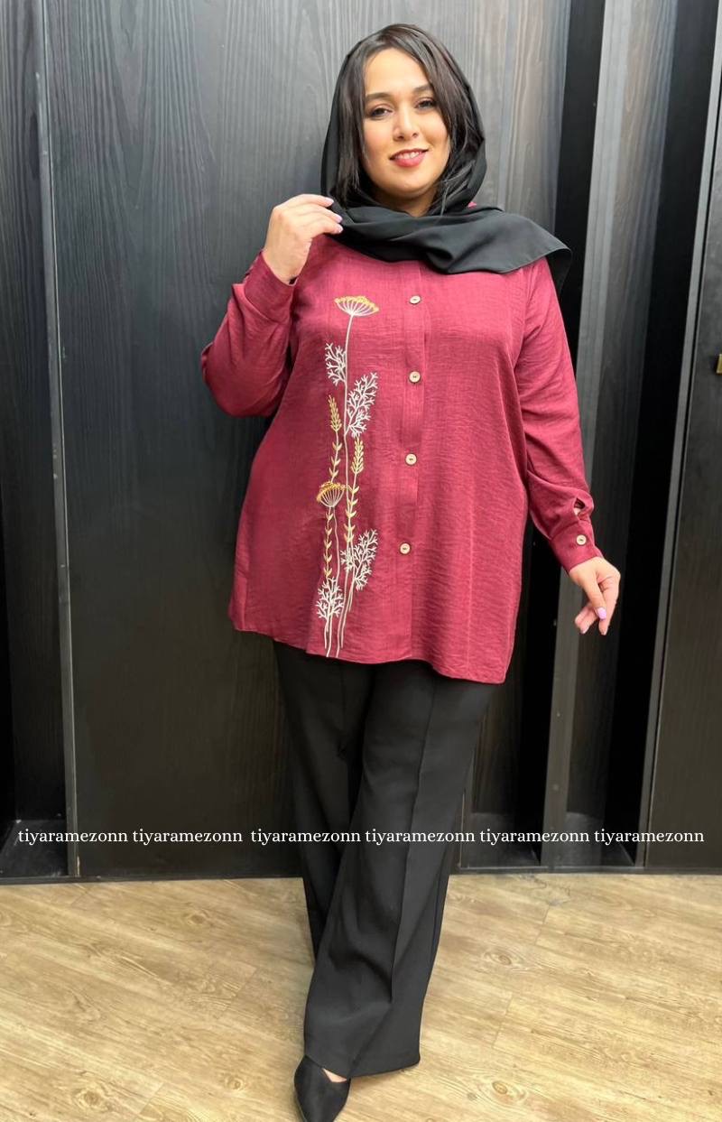 شومیزسایزبزرگ بغل گلدوزی قاصدک کد 218