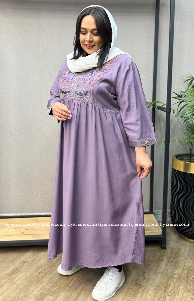 پیراهن سایزبزرگ ساحلی جلو گلدوزی کد 229