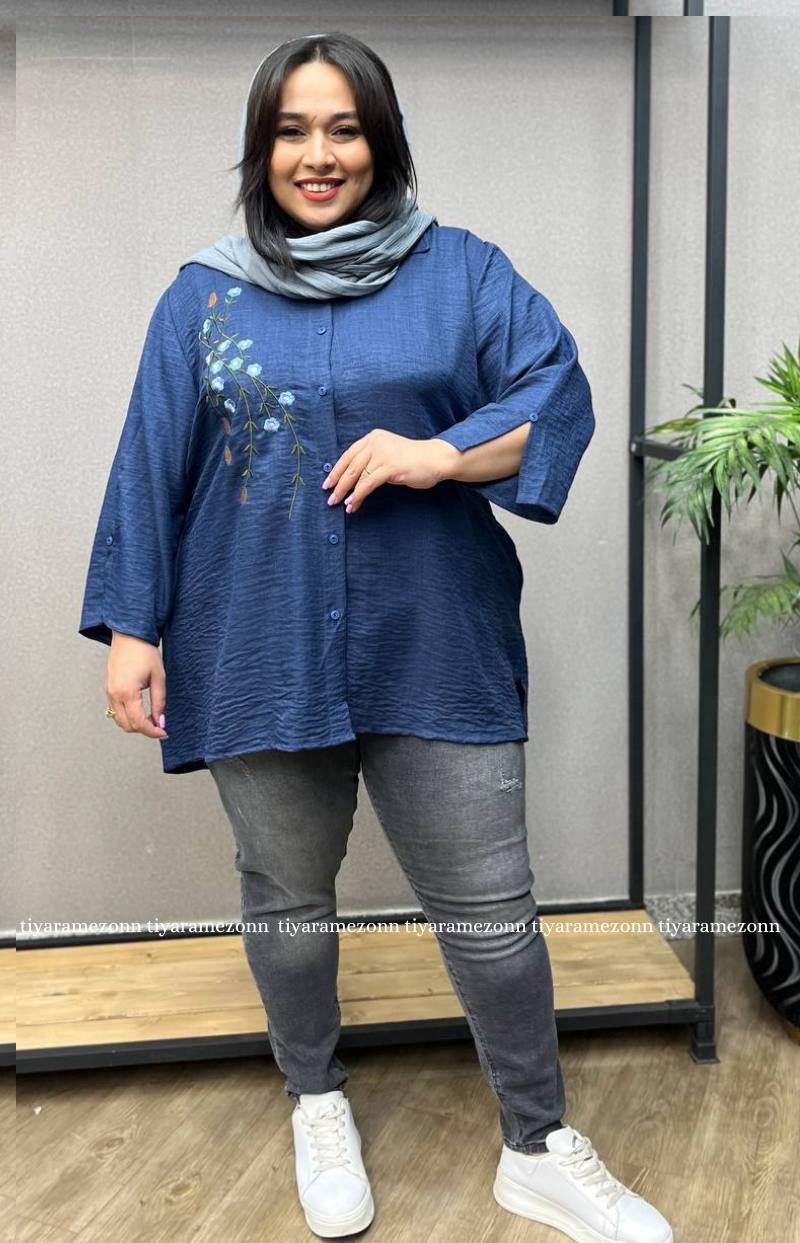 شومیز سایز بزرگ گل یخ کد 240