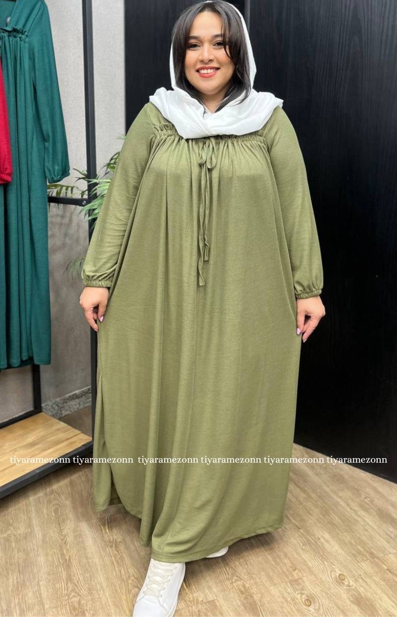 پیراهن بلند سایزبزرگ یقه چین کد 241