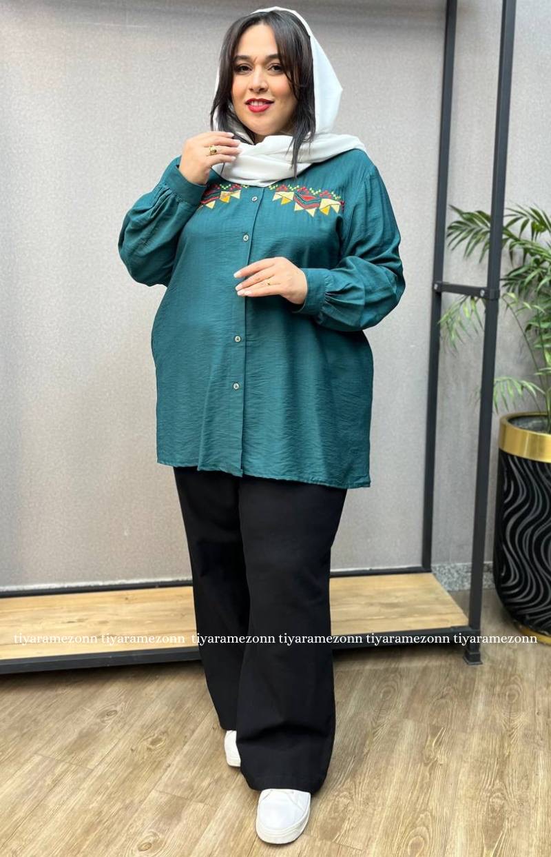 شومیز سایز بزرگ اشکال هندسی کد 253