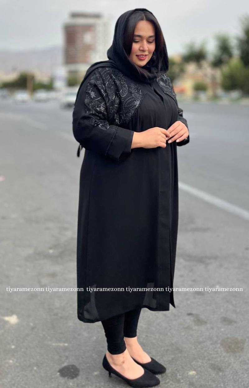 مانتو مجلسی سایزبزرگ استین گیپور کد 270