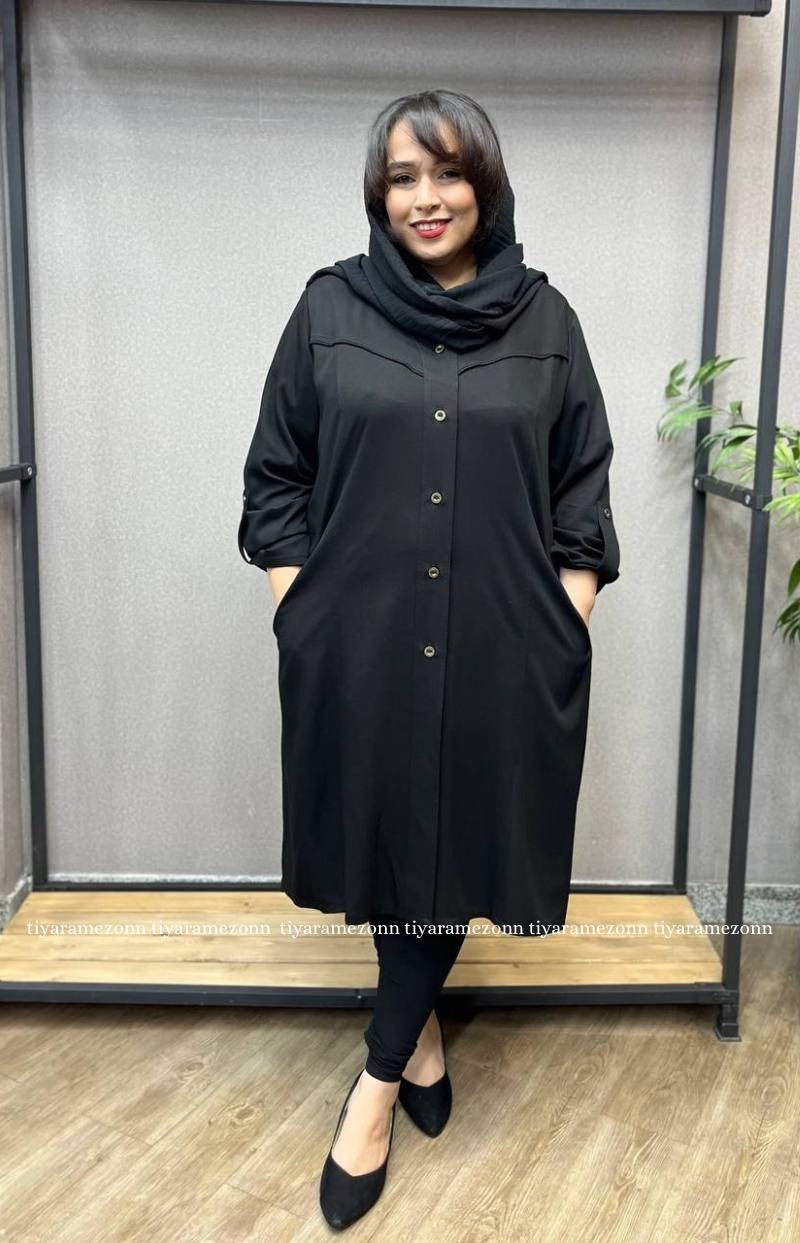 مانتو اداری سایزبزرگ مدل هامر یقه هفت کد 192