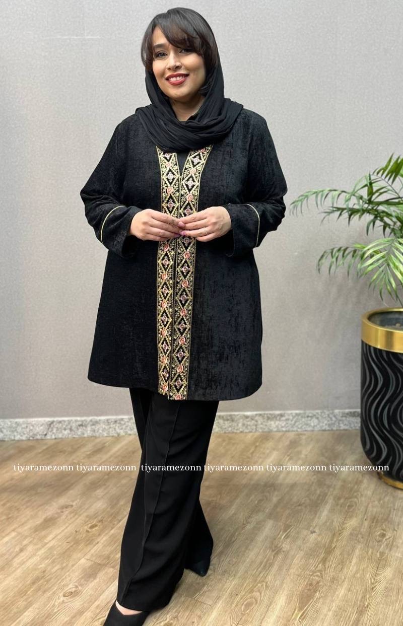 کت مخمل زنانه سایزبزرگ رزگلد کد 301